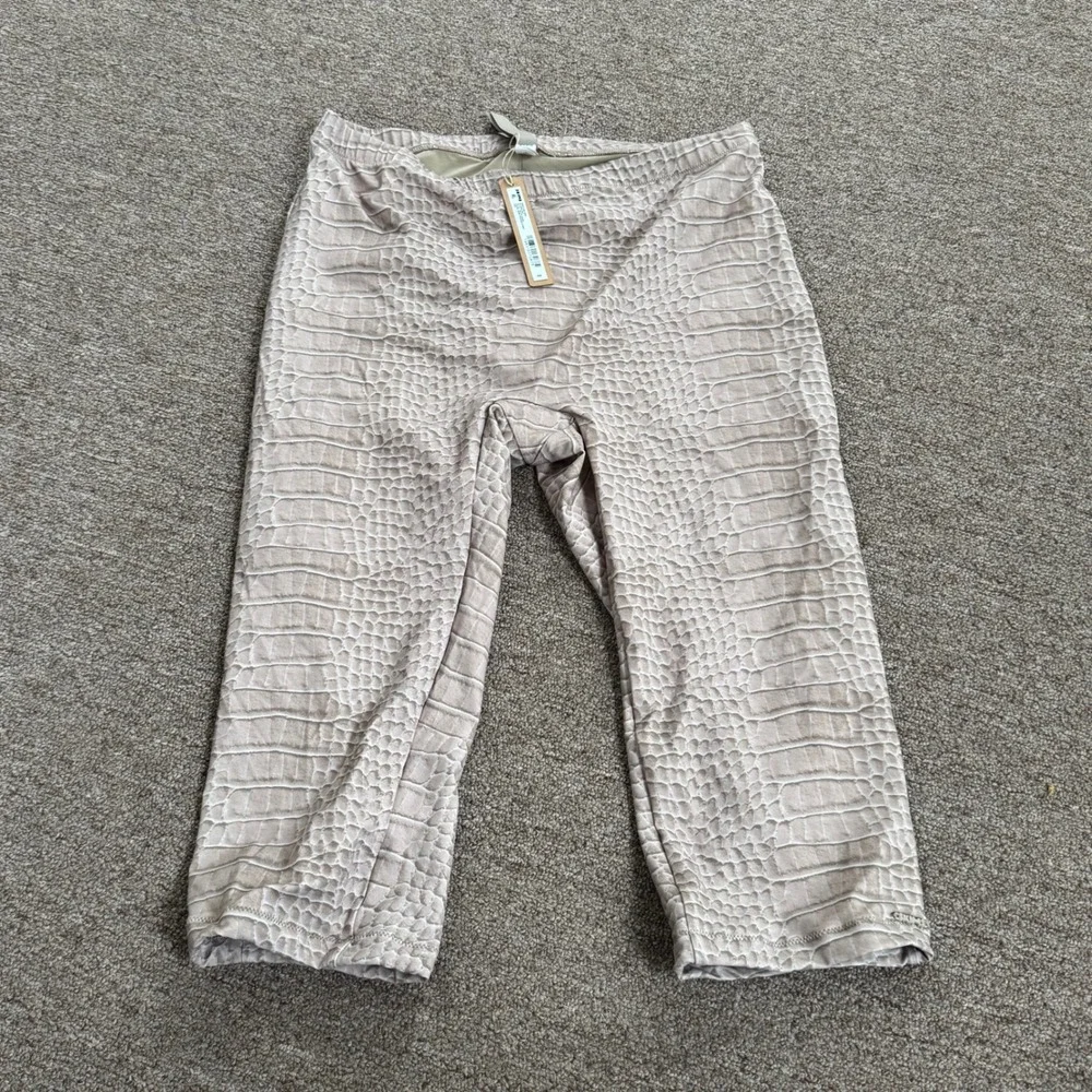 Skims Signature Swim 3/4 Swim Pant Dune Crocodile Print Cropped Leggings L NWT